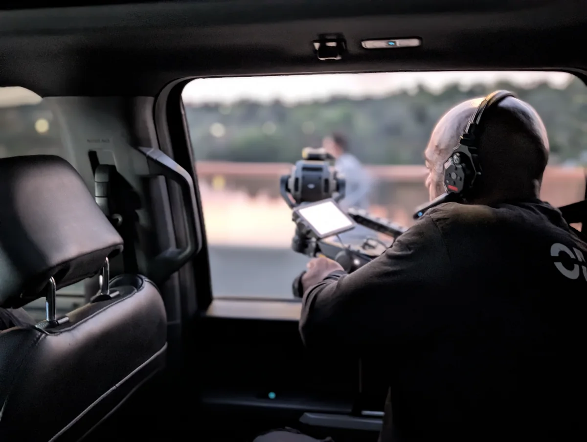 Behind the scenes: vehicle rig filming setup